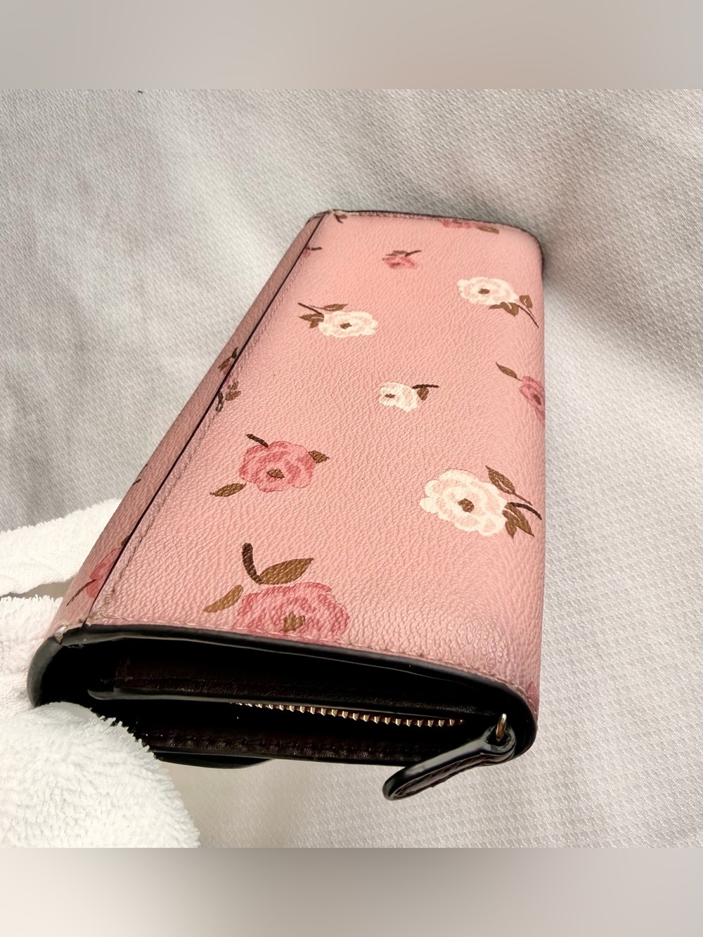 Coach Pink Floral Continental Wallet with Silver Logo - Picture 5 of 12
